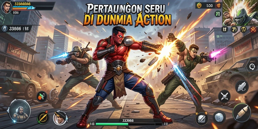 Gameplay Action yang mendebarkan dalam 333666.