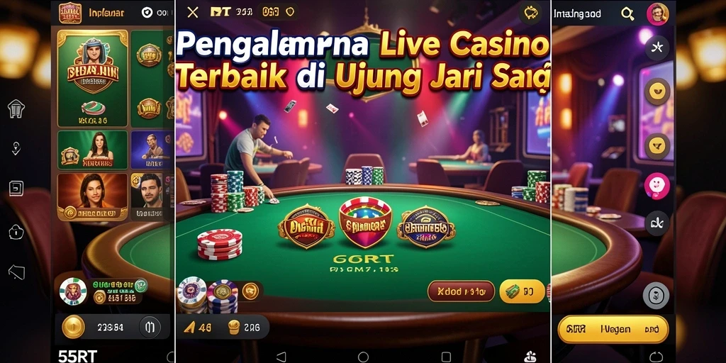 Screenshot gameplay 55RT dengan suasana Live Casino yang mendebarkan.