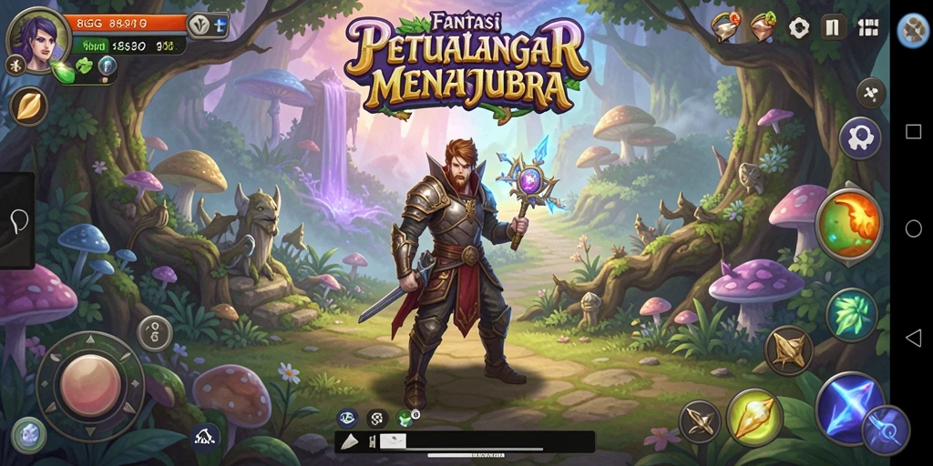 Screenshot gameplay RPG di 8G8G dengan berbagai karakter dan monster.