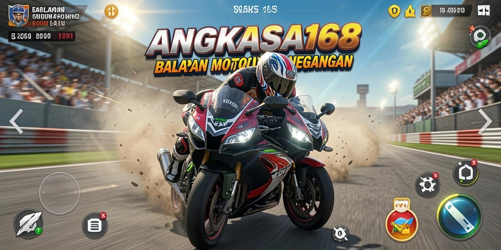 Tampilan gameplay seru ANGKASA168 di trek balapan.