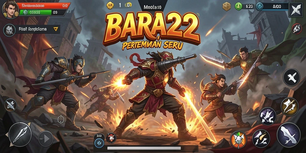 Tangkapan layar utama gameplay BARA22 dengan aksi strategi yang intens.