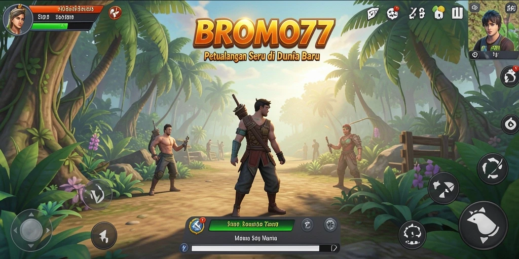 Tampilan utama gameplay BROMO77 yang menampilkan petualangan mendebarkan.