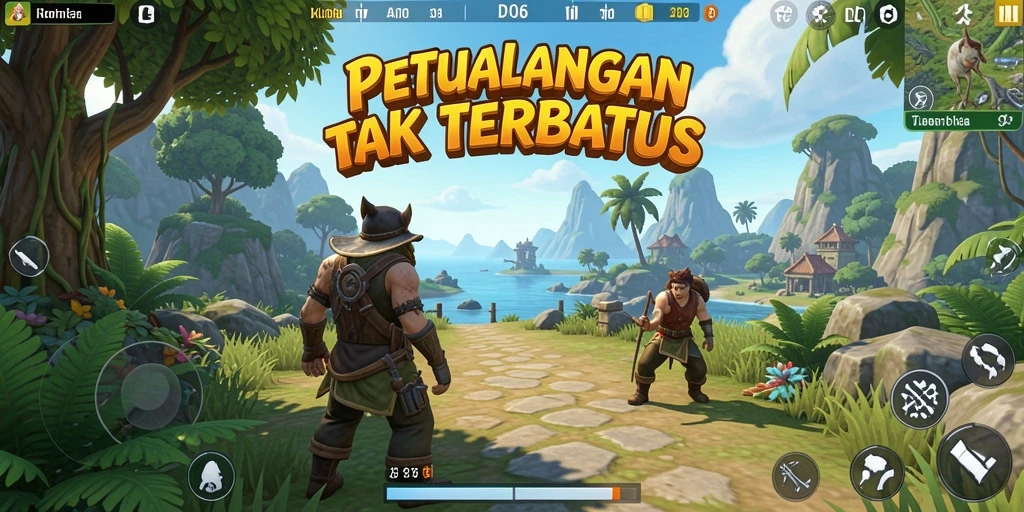 Screenshot D06 menampilkan pemandangan menakjubkan dari dunia terbuka.