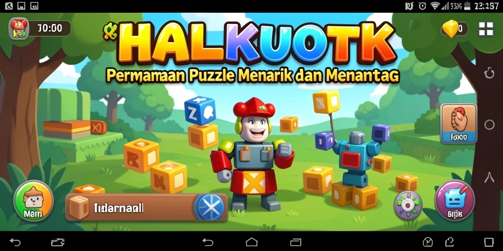 Tangkapan layar gameplay HALKUOTK yang menunjukkan tantangan puzzle.