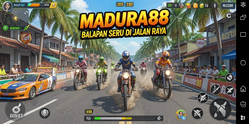 Gameplay mendebarkan dari MADURA88 saat perlombaan berlangsung.