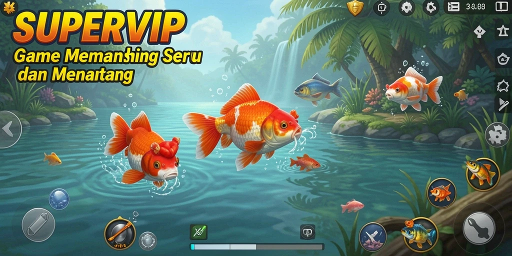 Tampilan gameplay SUPERVIP yang menegangkan saat memancing.