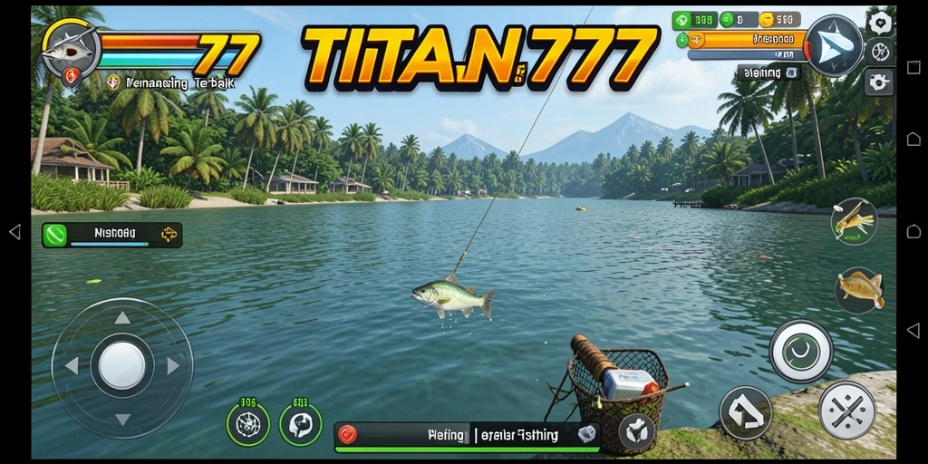 Tampilan gameplay menarik dari TITAN777 saat memancing ikan.