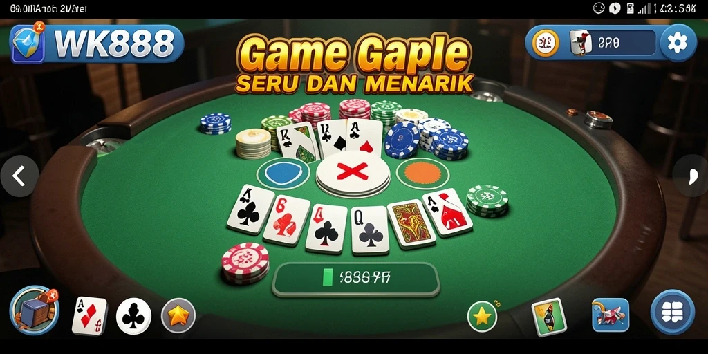 Tampilan seru gameplay Gaple dengan teman-teman di WK888.